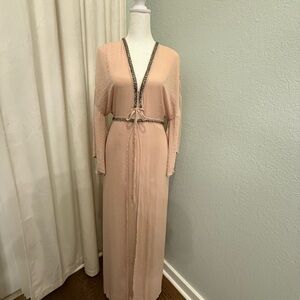 H&M Chic Blush Maxi Dress with Embellished Trim